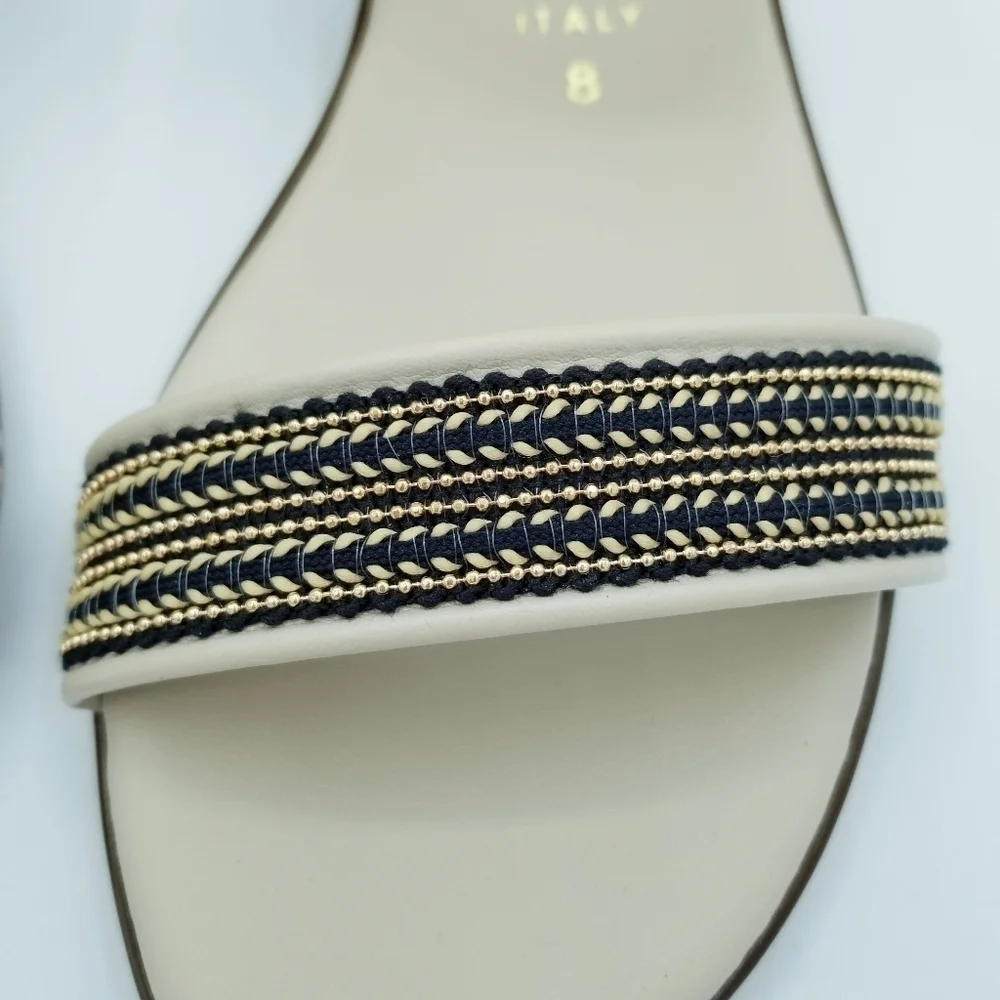 Toscanella Made in Italy Women's Mimma Natural Double Band Wedge Sandals NWOT